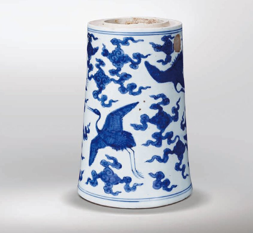 青花云鹤纹器座