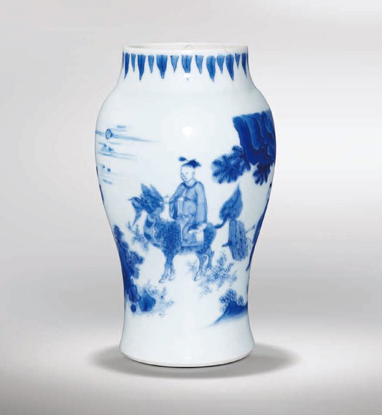 青花麒麟送子莲子罐