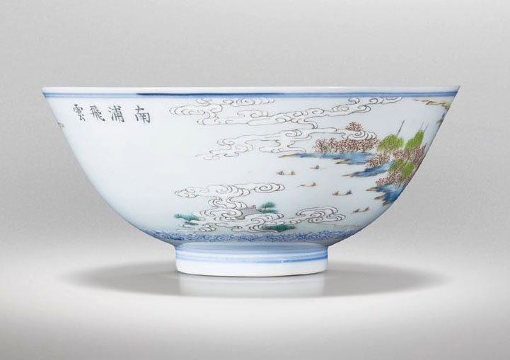 粉彩江西十景之南浦飞云图碗