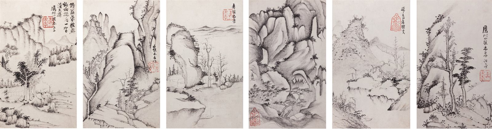 墨笔山水册