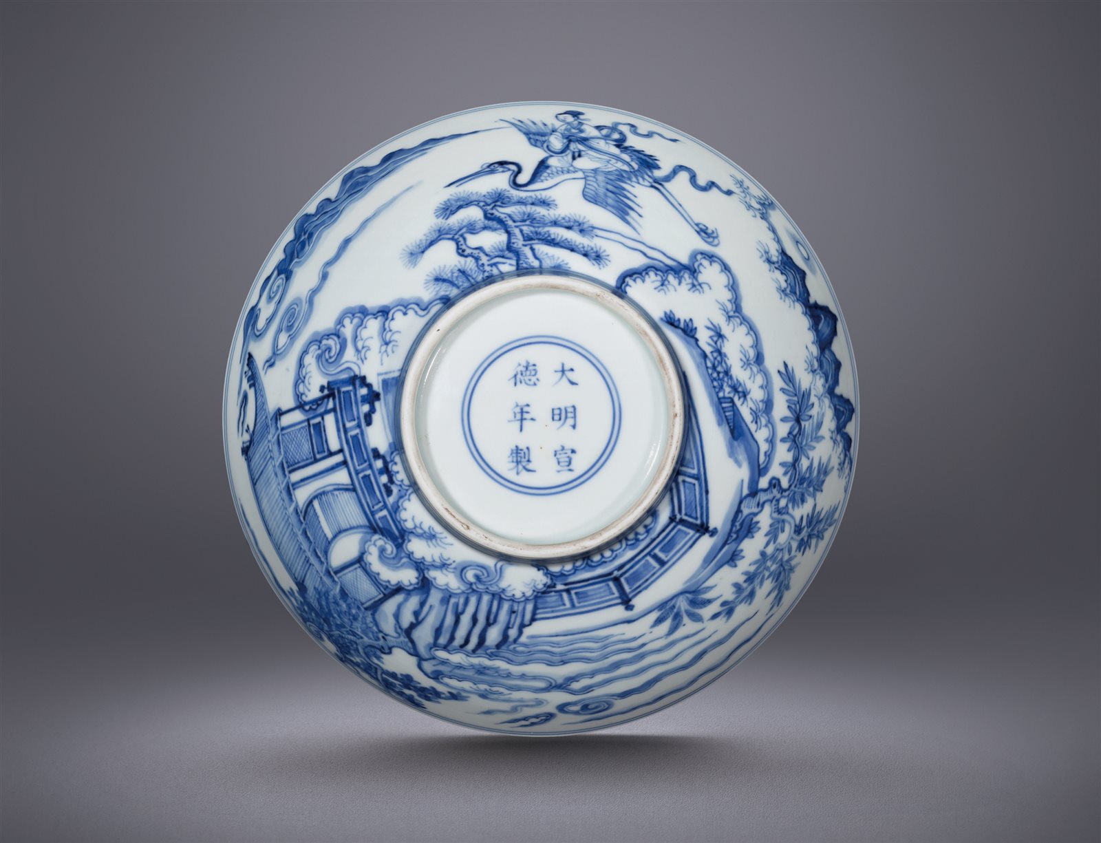 青花西王母乘鹤纹碗