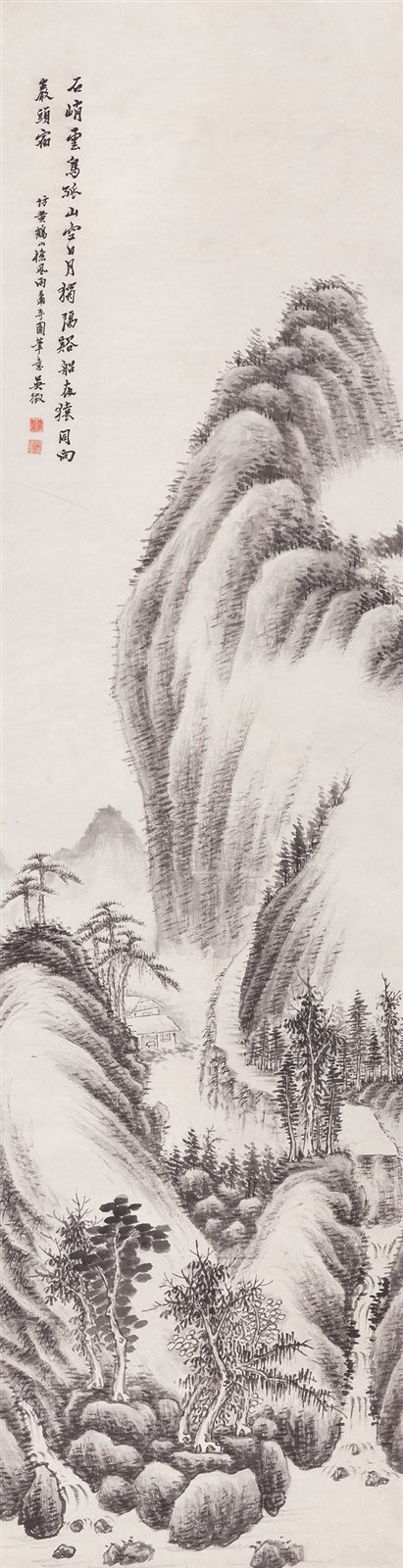 仿王蒙风雨萧寺图