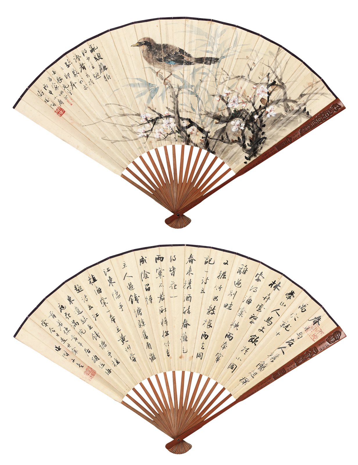 梅禽图并行书书法