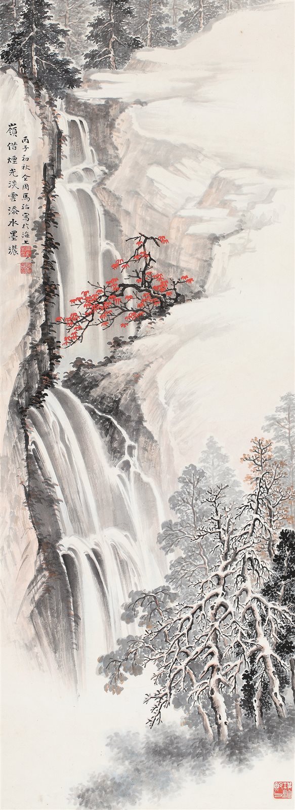 残雪飞瀑