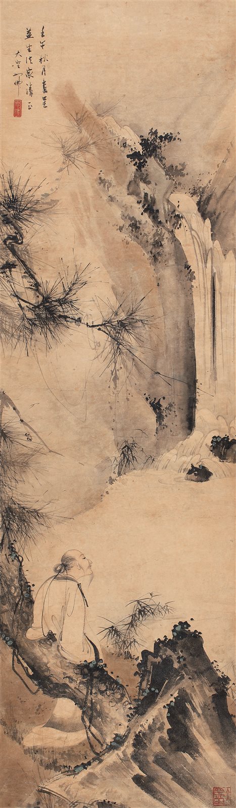 松荫听流图