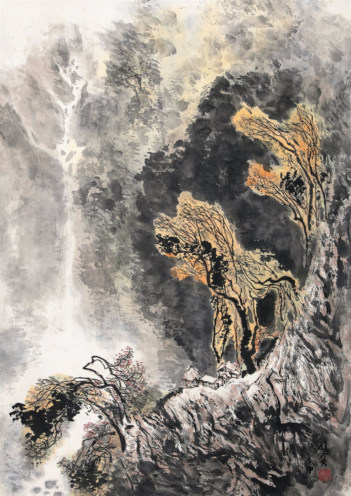 秋林飞瀑