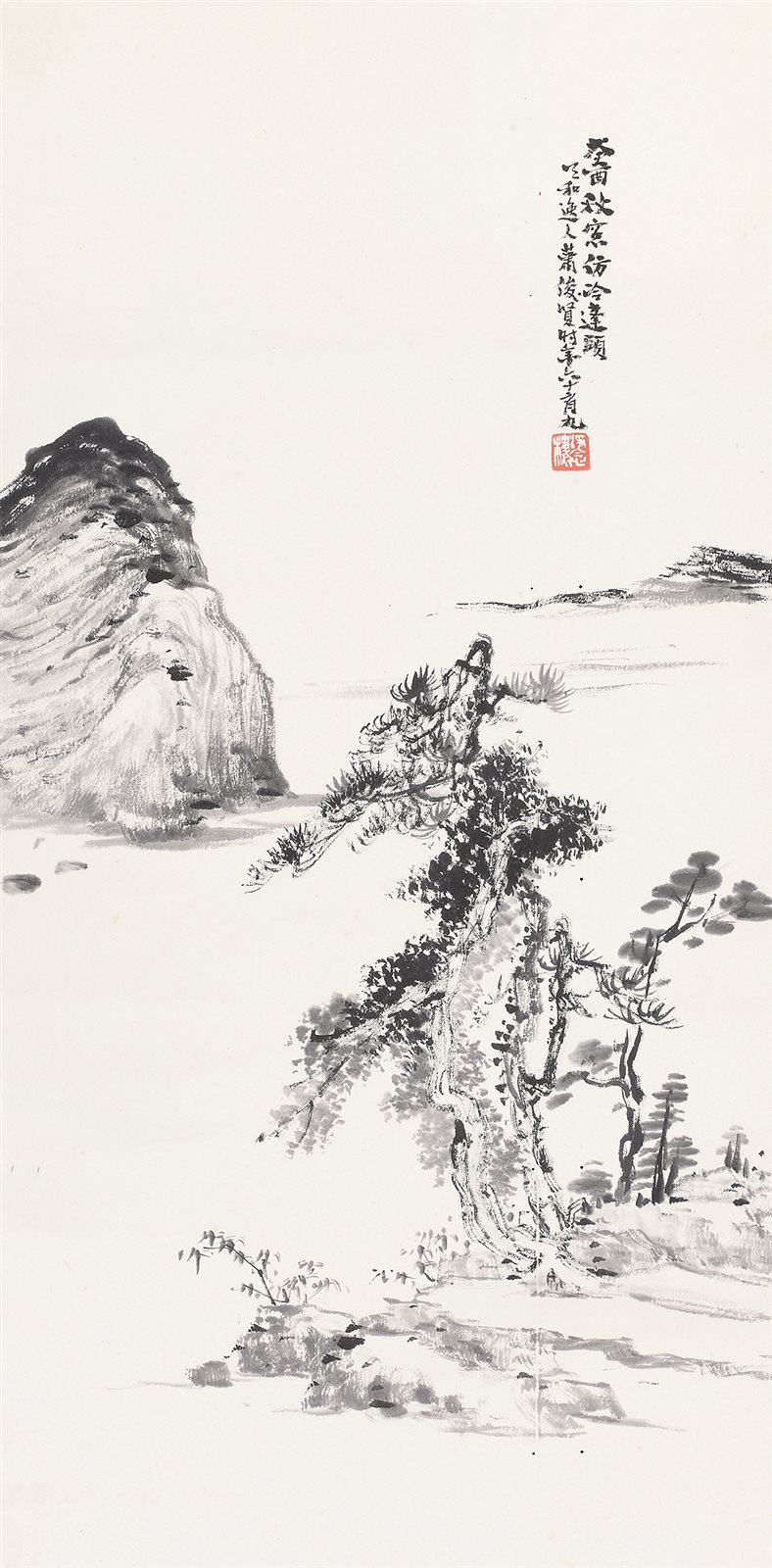 江风孤松图