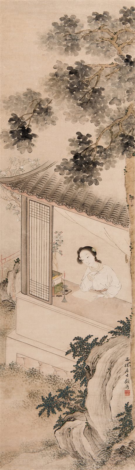 桐荫仕女
