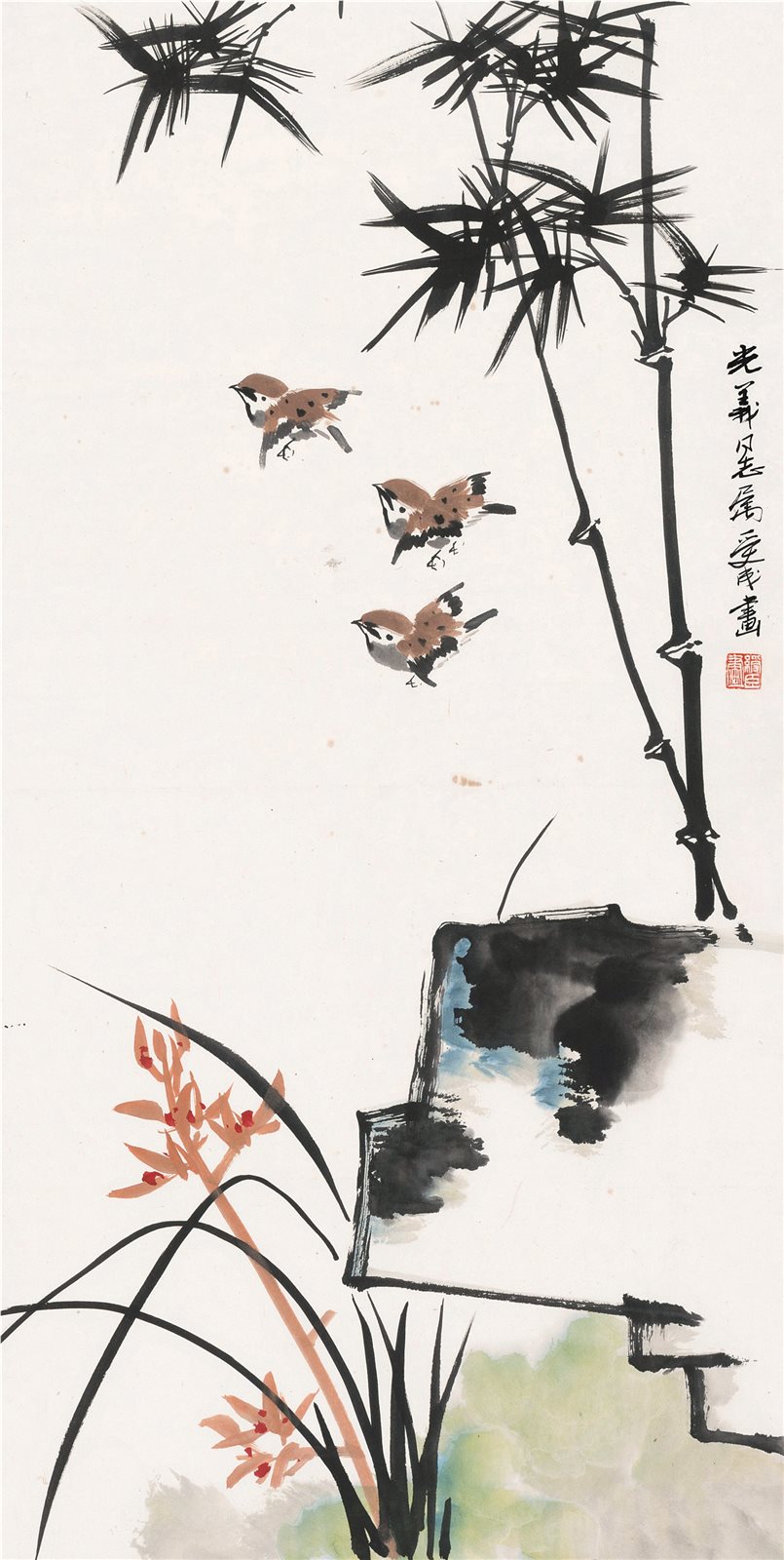 竹雀图