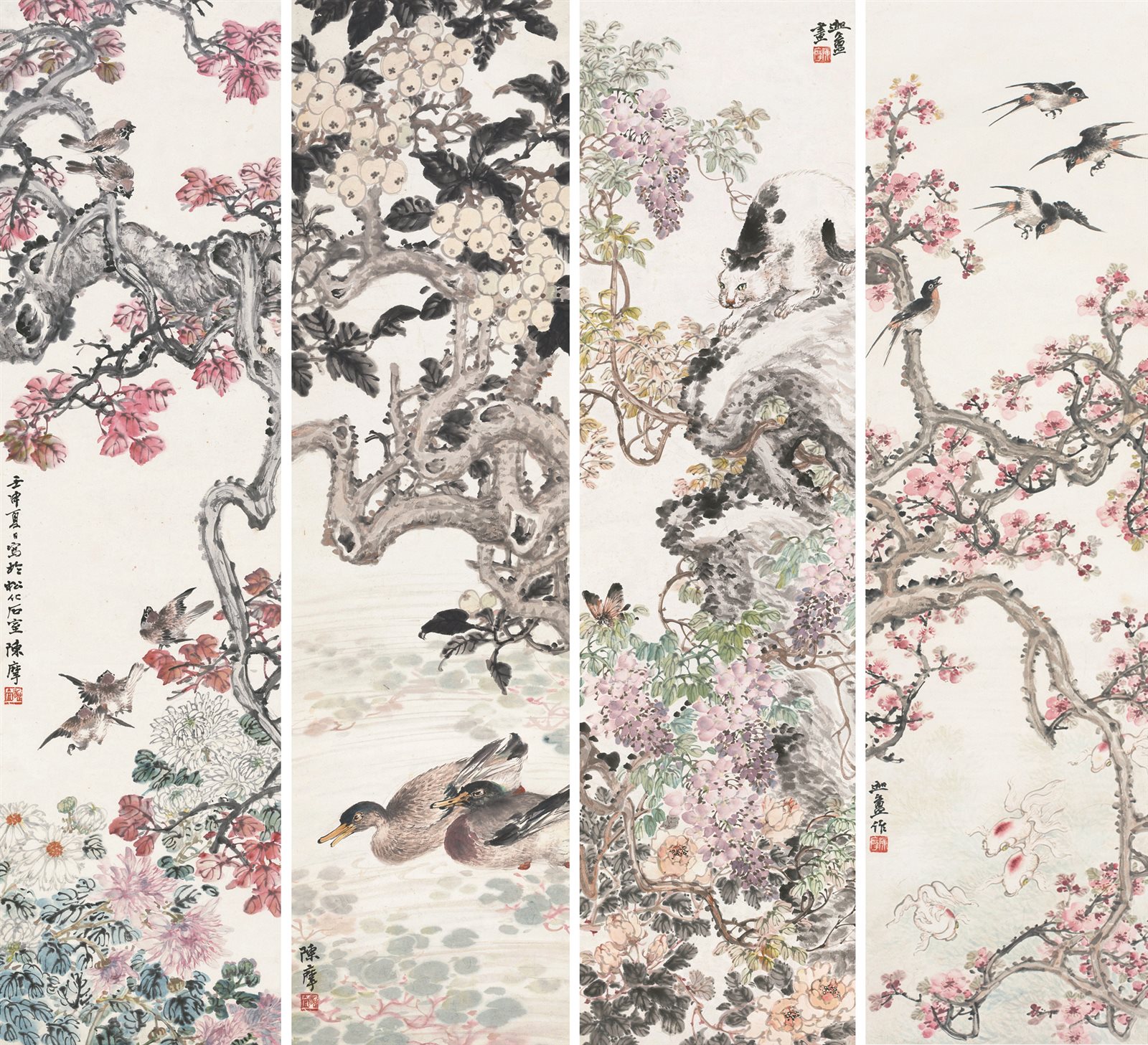 花鸟四帧