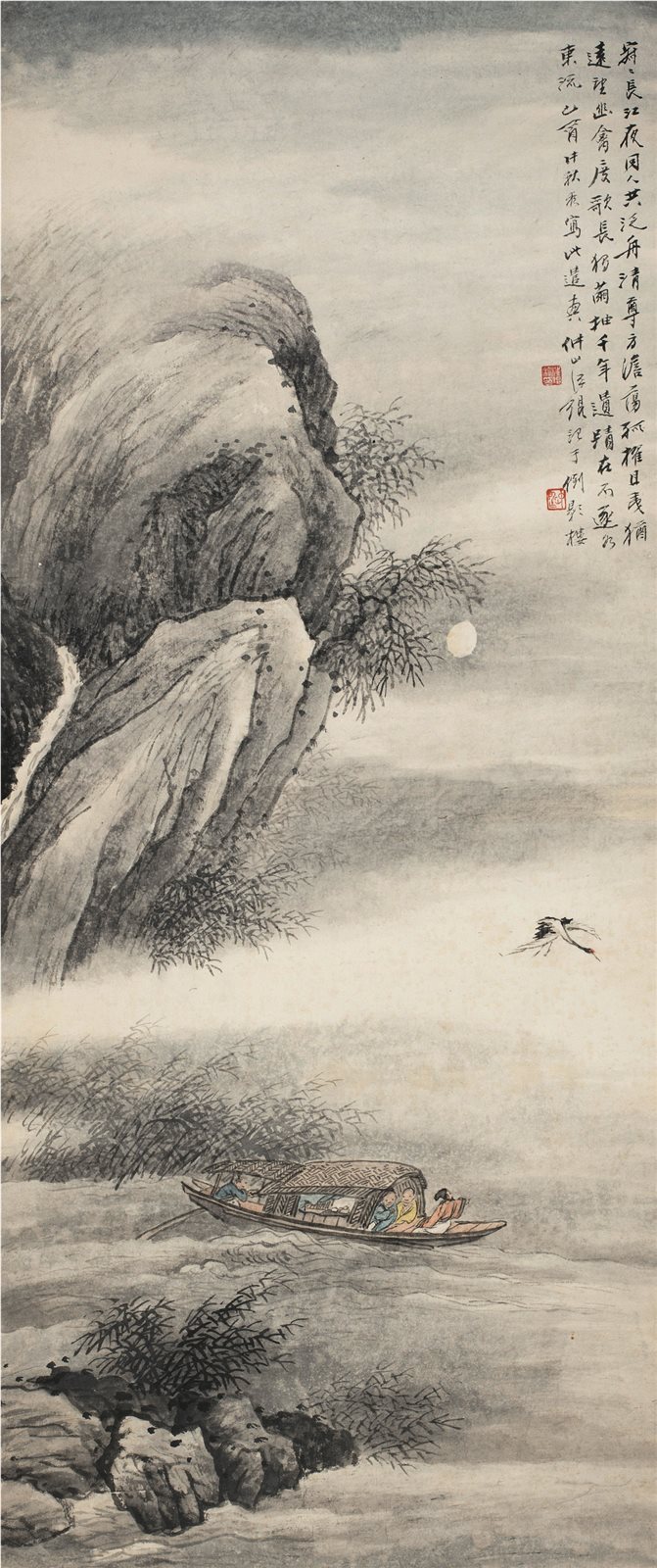 泛舟赏月