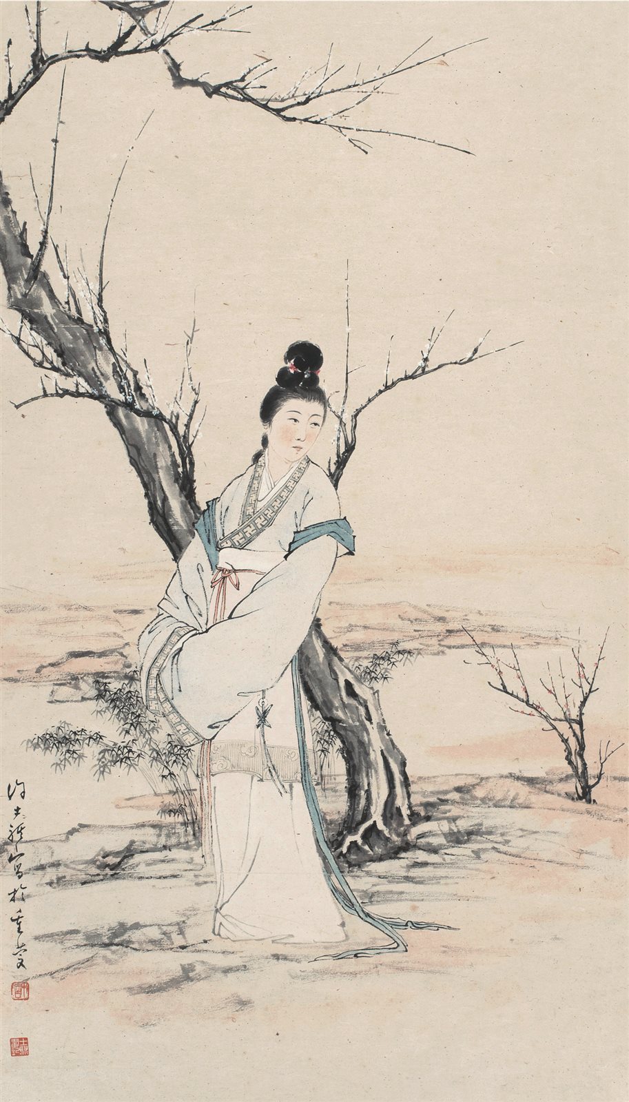 倚梅仕女图