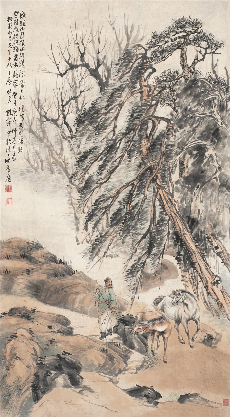 松风夜归图