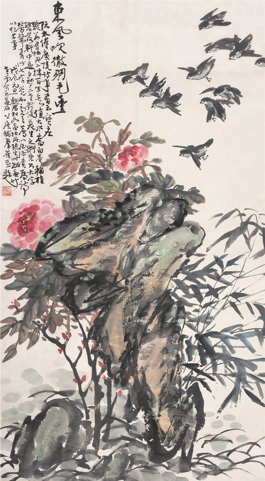东风吹彻羽毛丰
