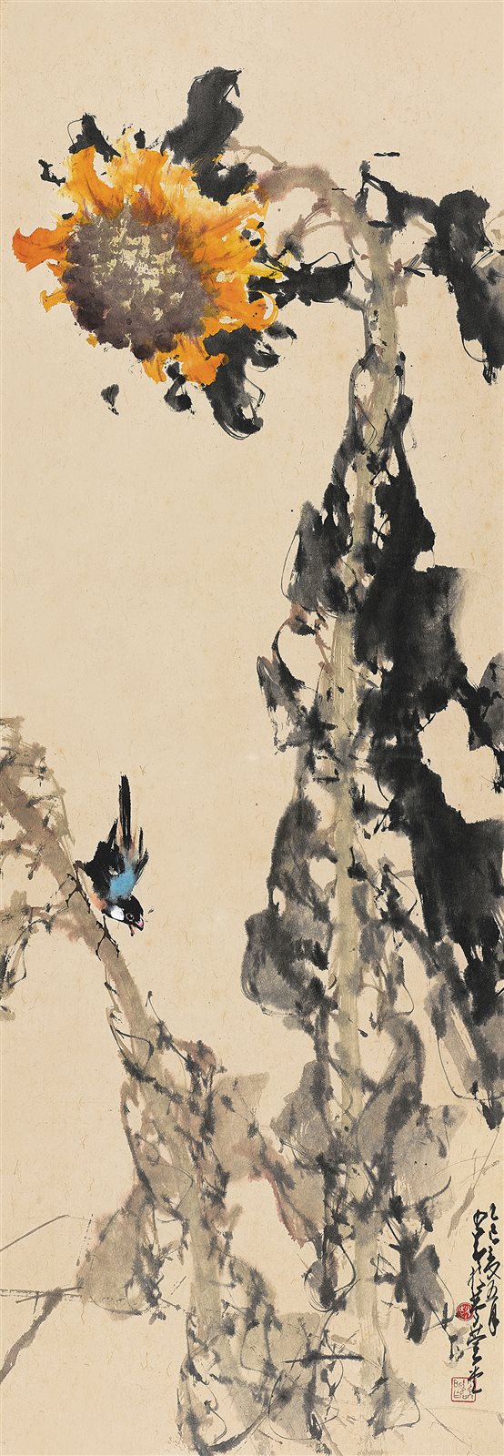 向日葵小鸟
