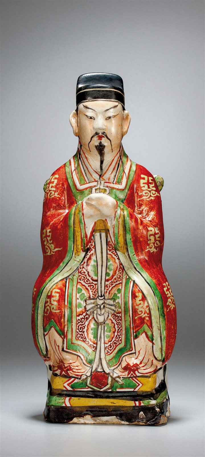 红绿彩文官坐像