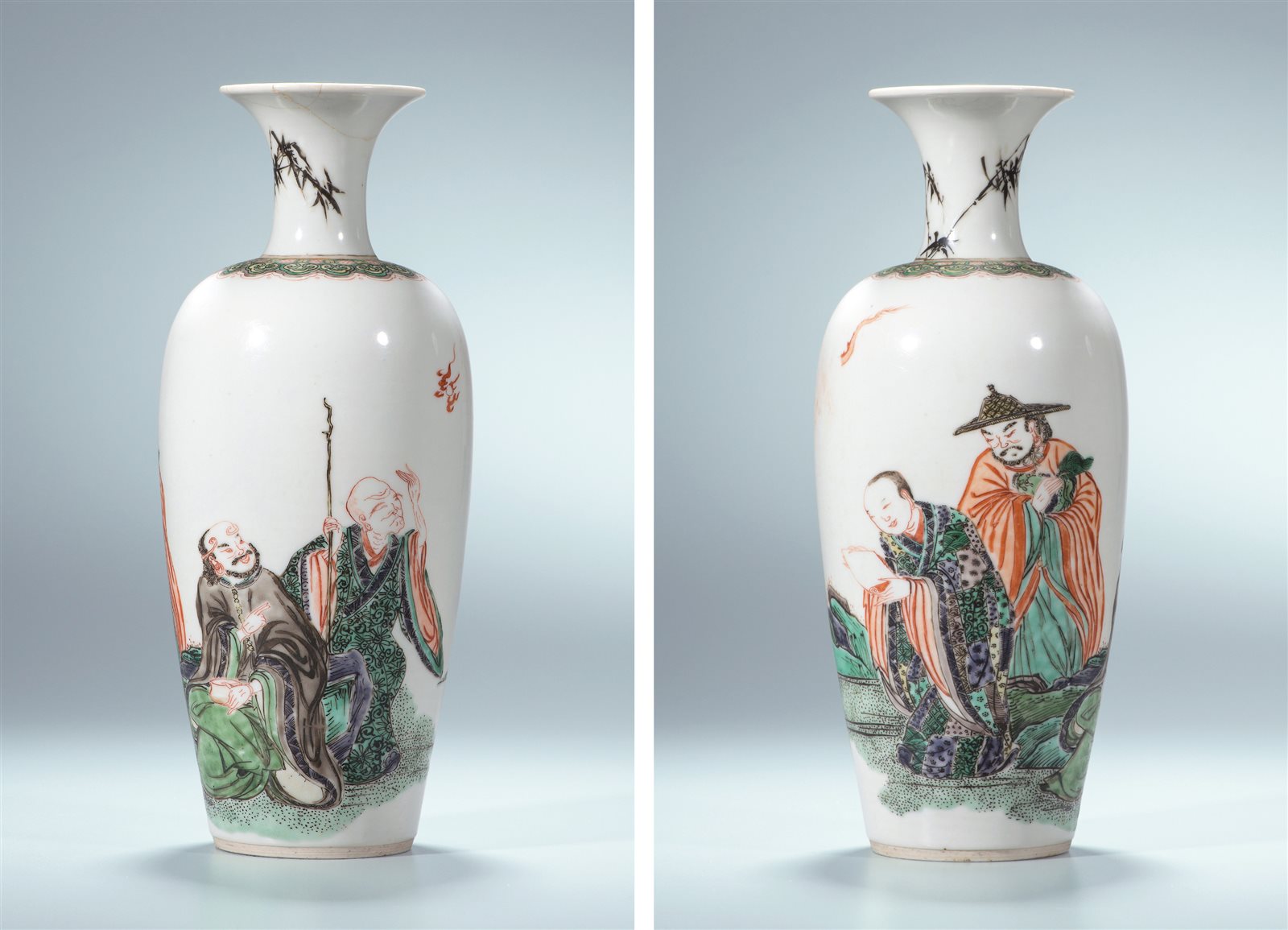 五彩人物故事图瓶