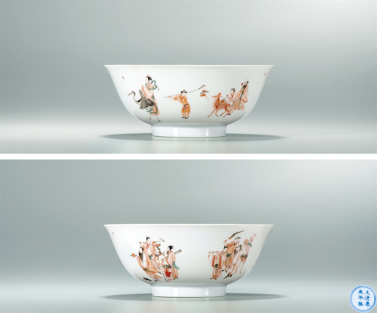 矾红加五彩群仙祝寿图碗