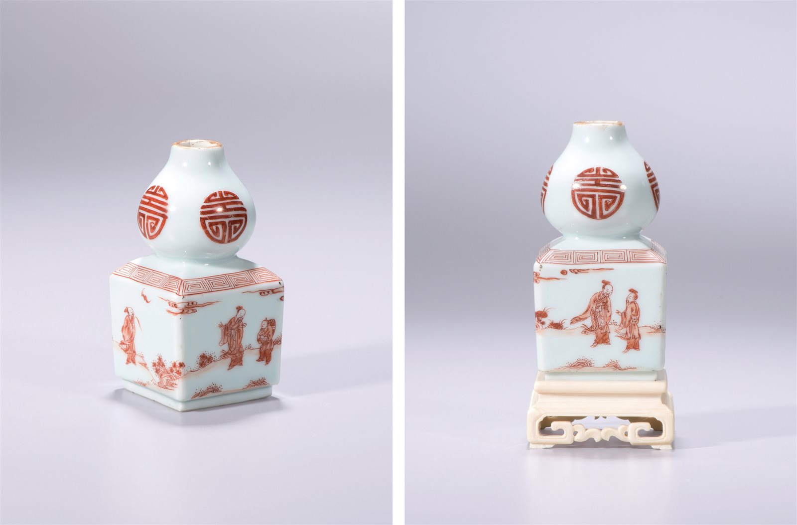 矾红人物故事图天圆地方小葫芦瓶