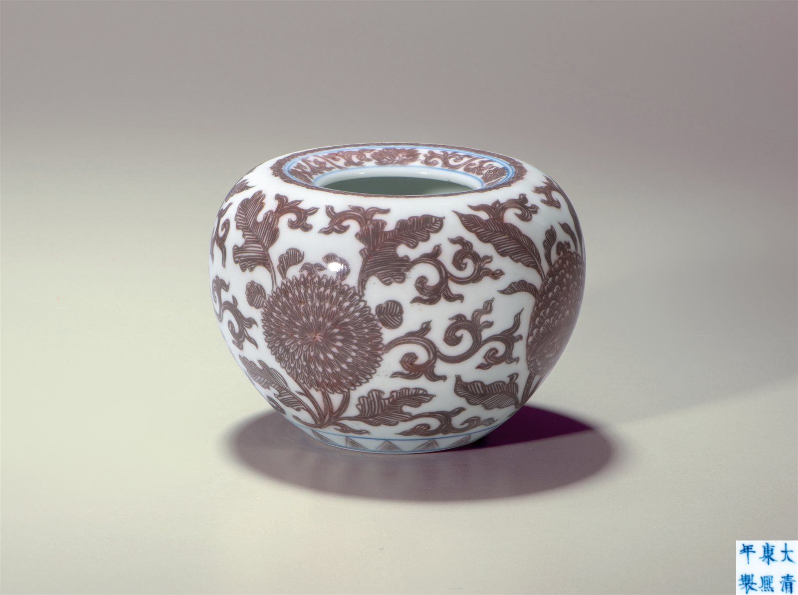 青花釉里红折枝四季花卉纹苹果尊(图录号：1014)