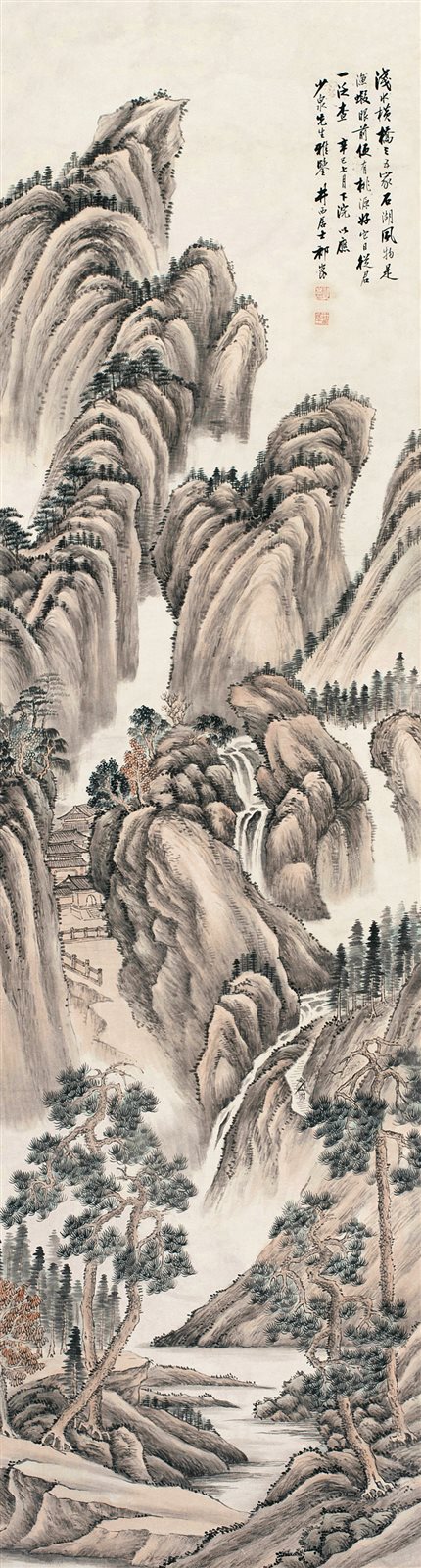 祁坤山水立轴