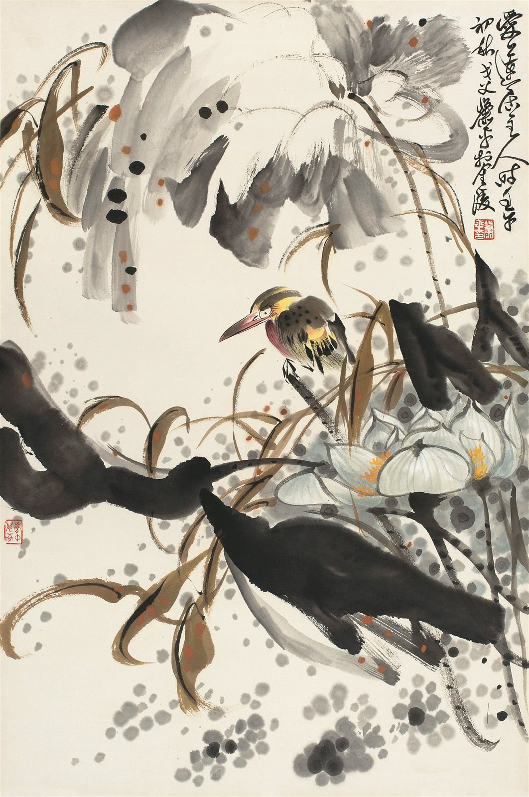 萧平花鸟立轴