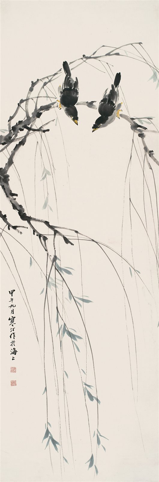 江寒汀花鸟立轴