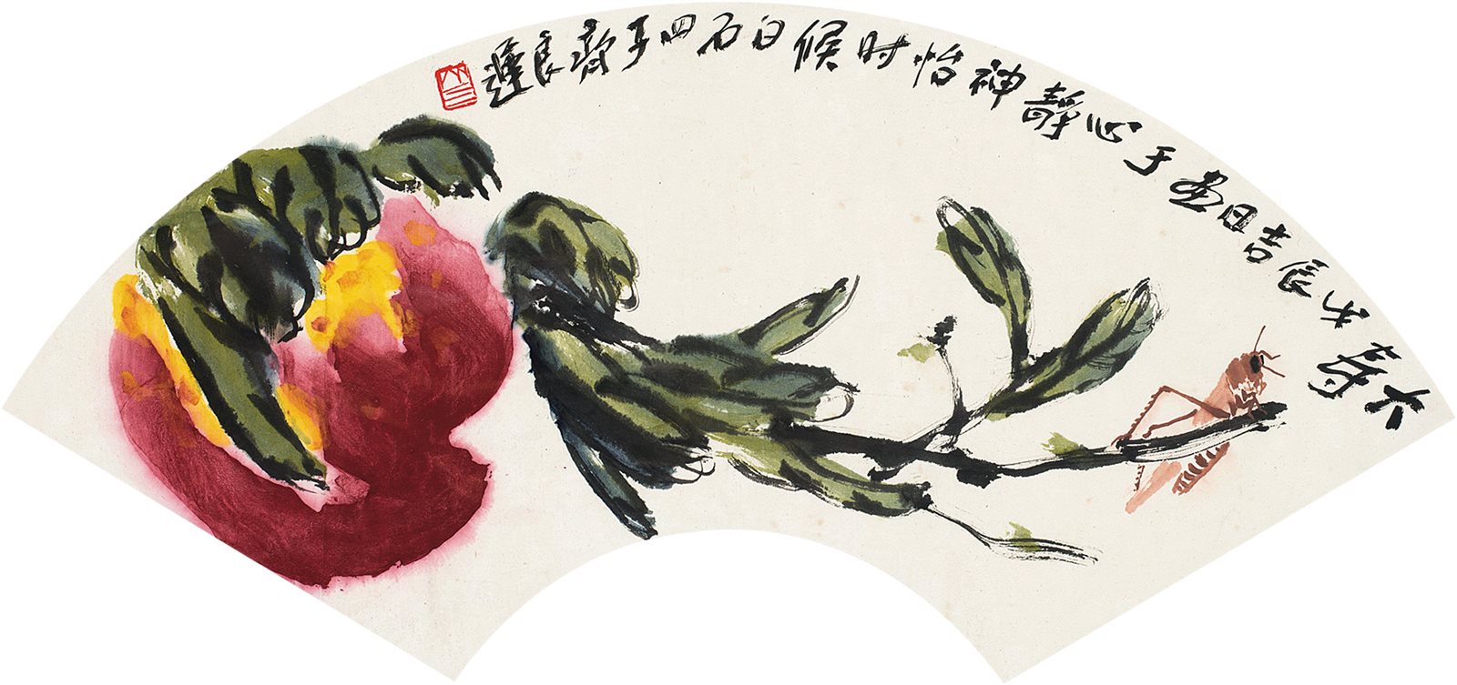 大寿。戊辰吉日画于心静神怡时候，白石四子齐良迟。