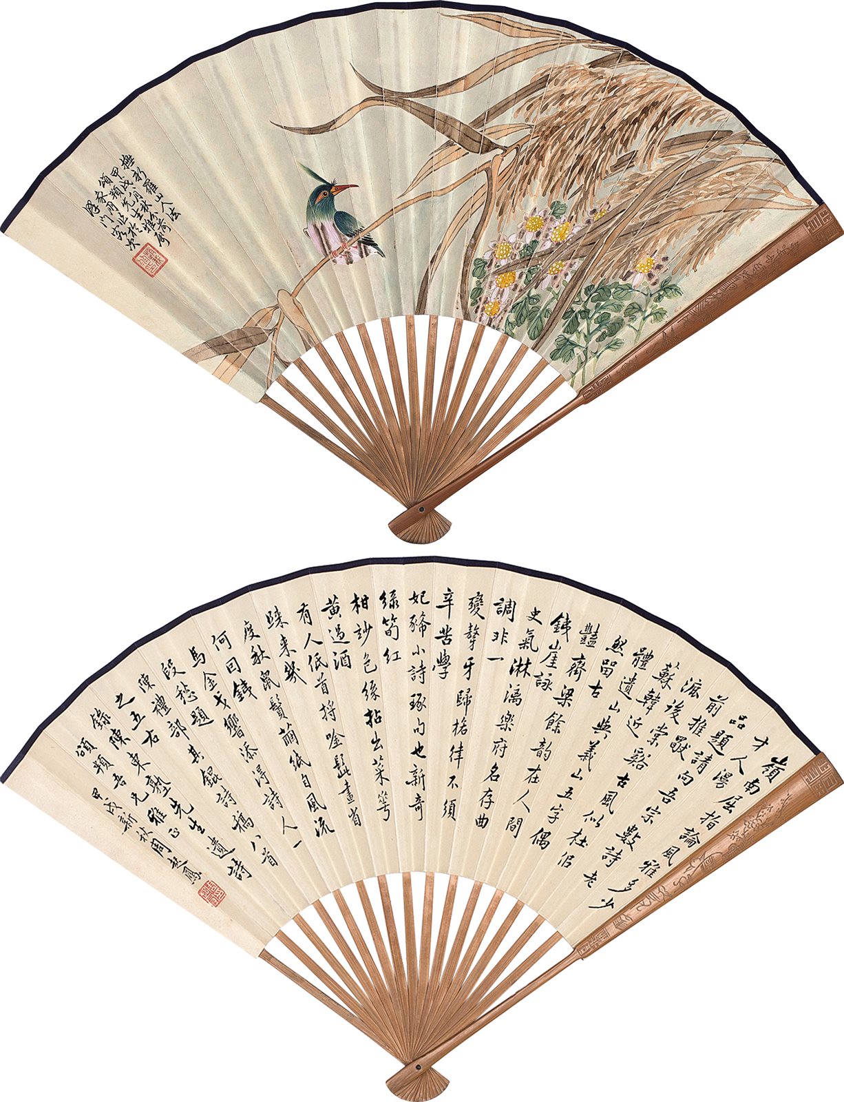 （赵我羽）甲戌八月秋分荷，颂頖先生雅   属。我羽作于津门客次。（周起凤）颂頖吾兄雅正。甲戌新秋，周起凤。