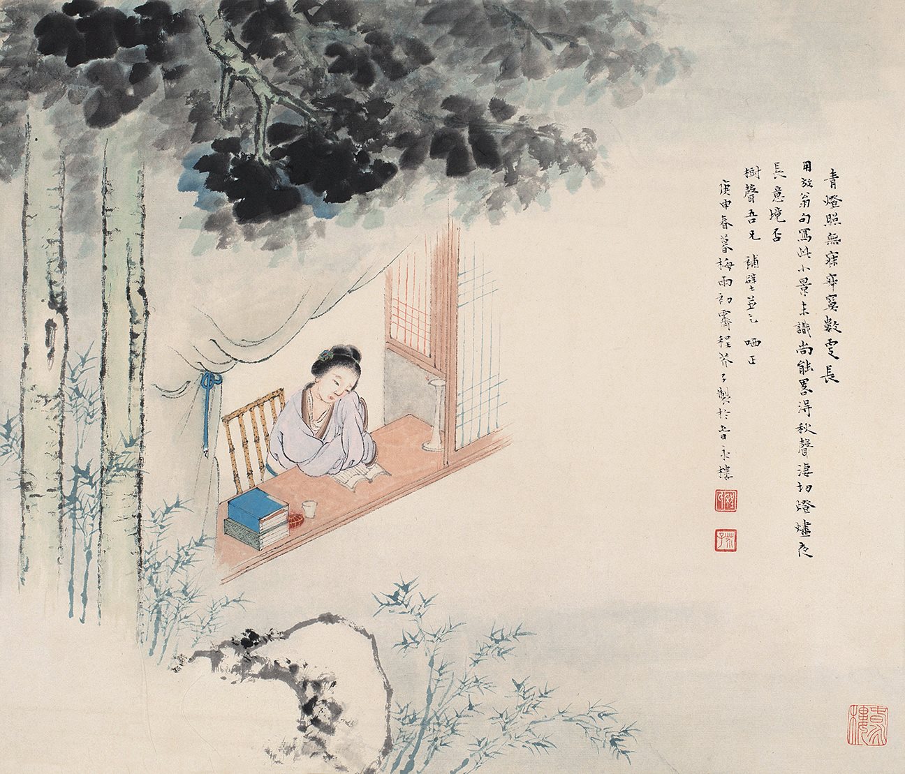 树声吾兄补壁并乞哂正。庚申春暮，梅雨初霁，程芥子制于春永楼。