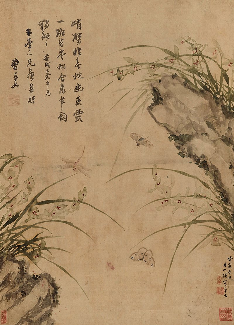 （曹卓如）壬戌嘉平，为玉峰一兄画并题，曹卓如。   （何翀）癸亥冬日，丹山补写草虫。