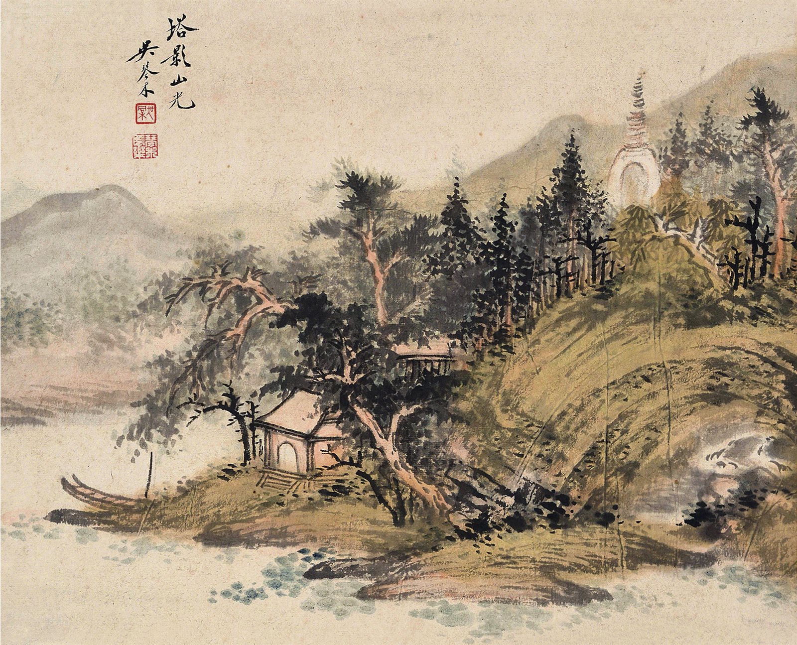 塔影山光