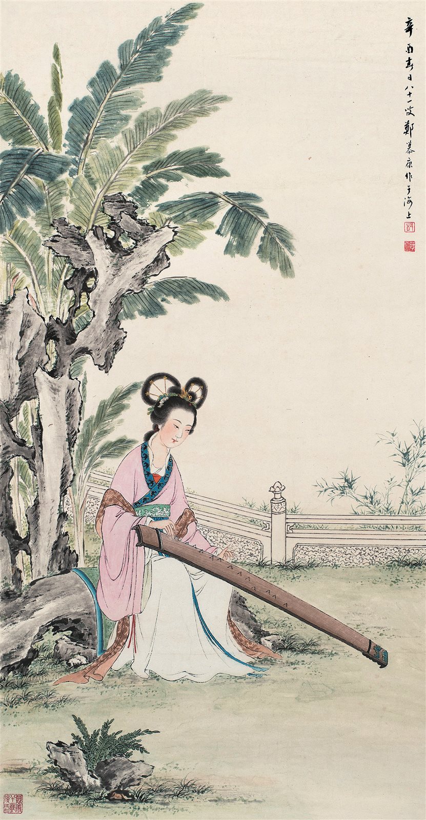 抚琴仕女