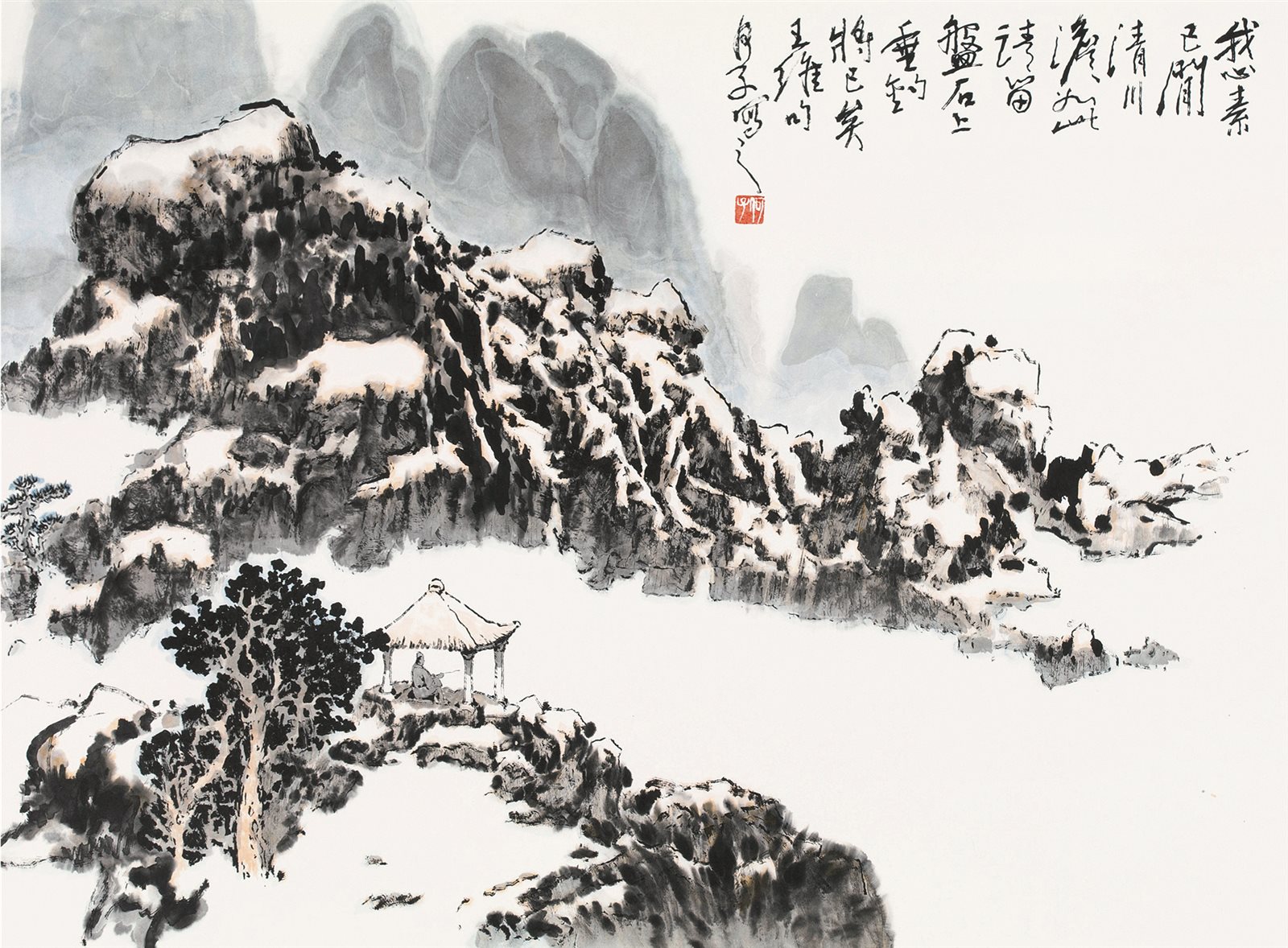 雪山独钓