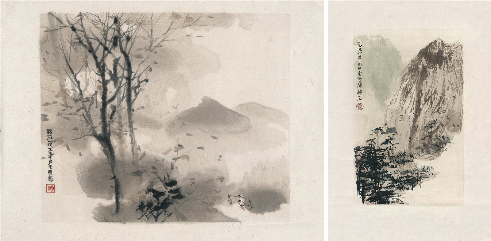 木刻水印傅抱石山水小品
