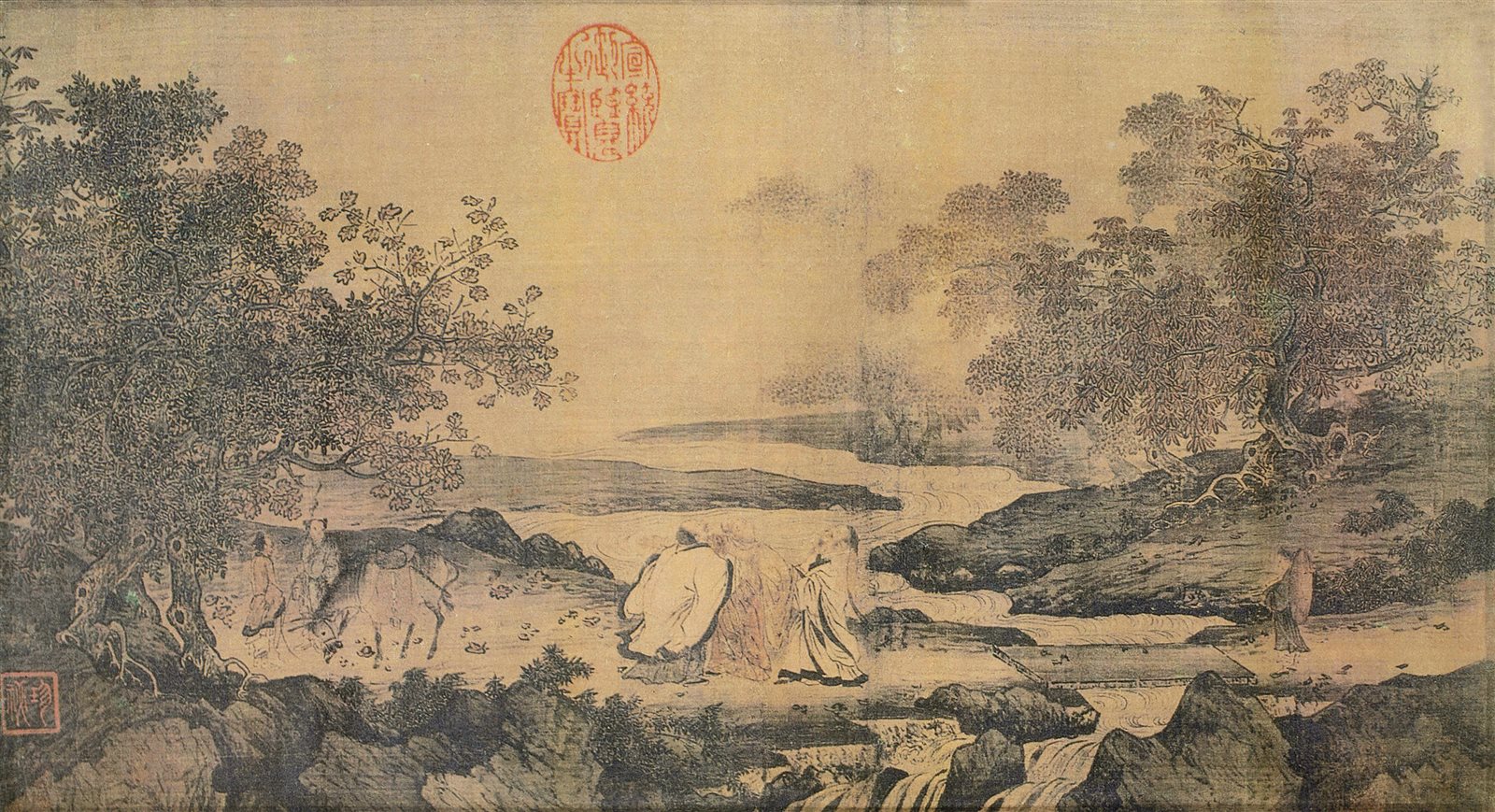 宋人绢本虎溪三笑图