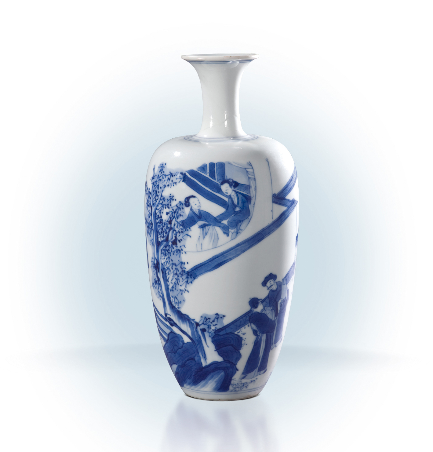 青花“衣锦还乡”纹莱菔尊