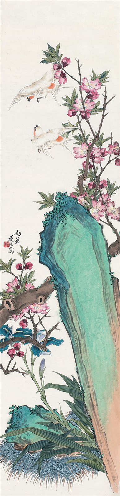 桃花双禽图