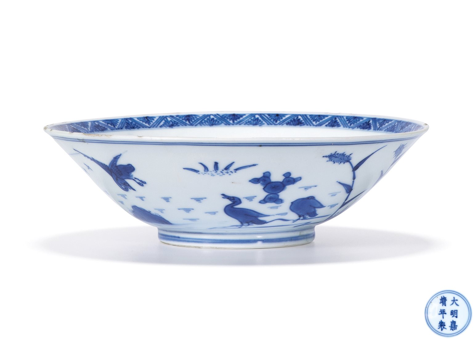 青花芦雁图碗