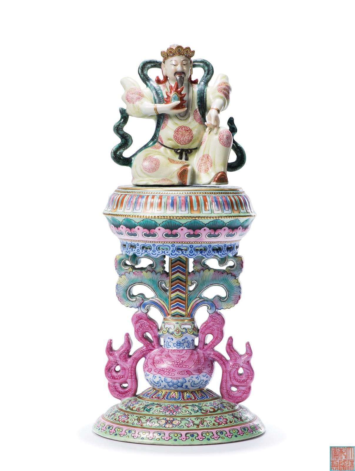 粉彩瓷七珍佛供