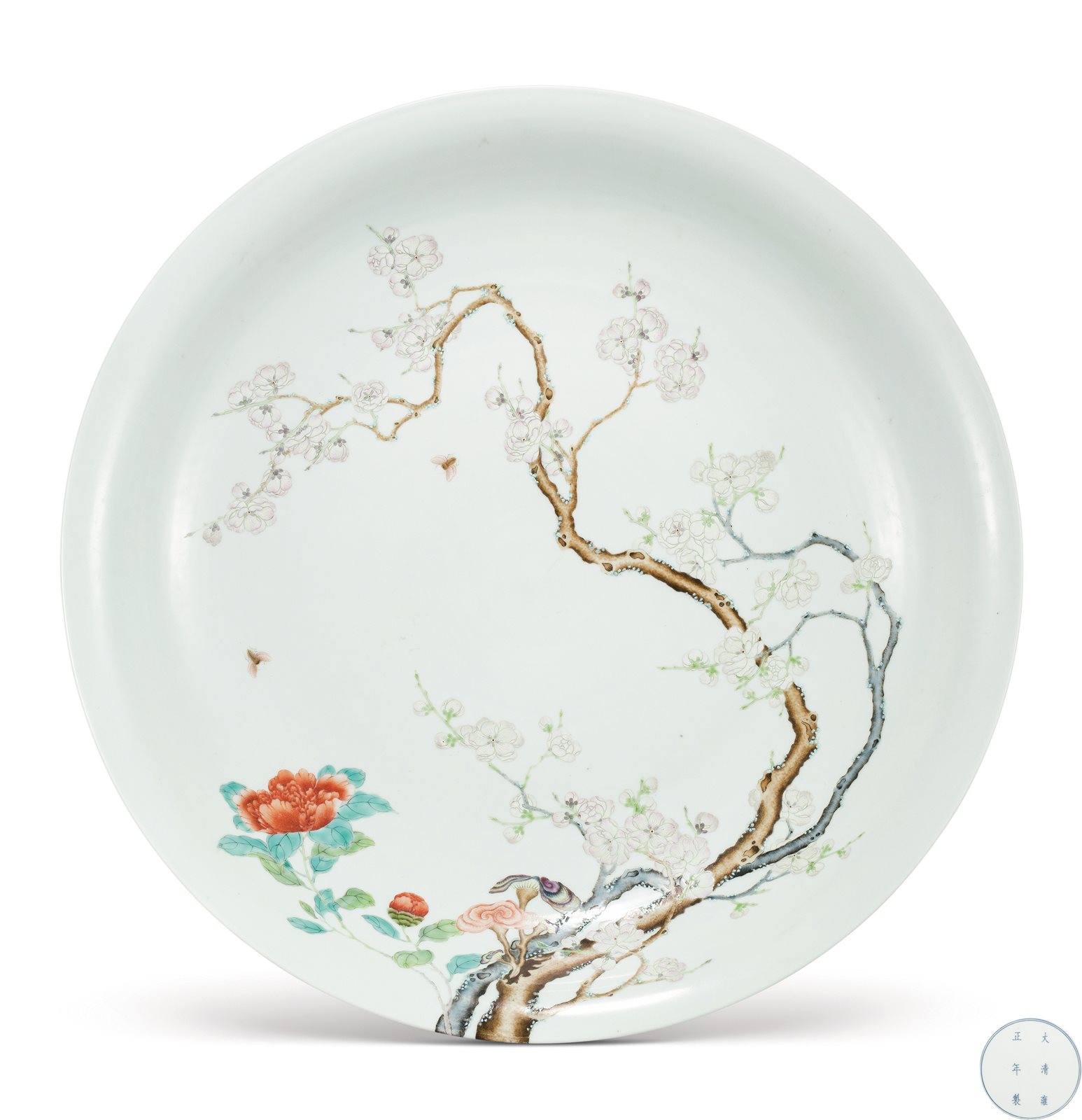 粉彩过枝花卉纹大盘
