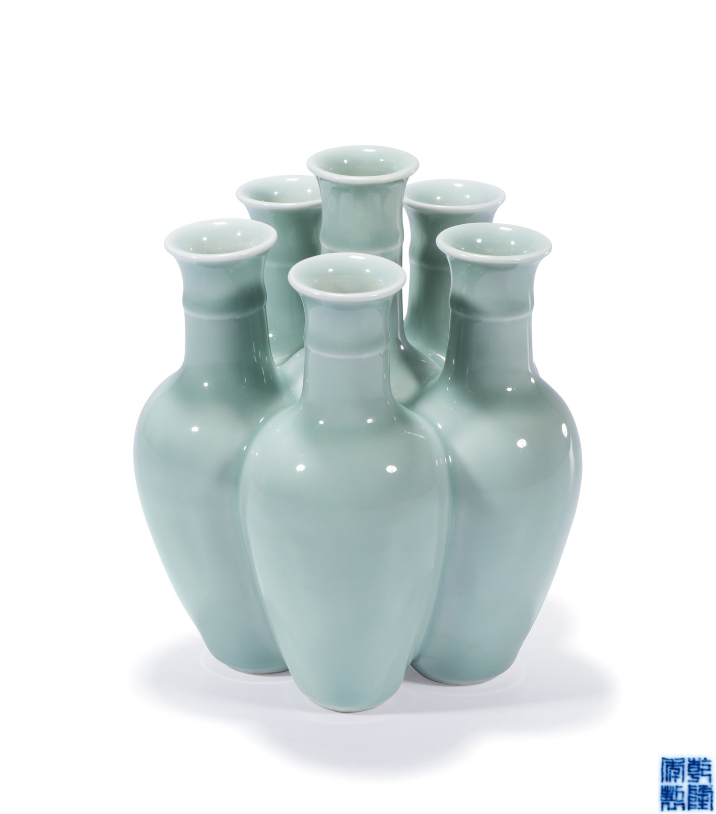 粉青釉六管花插