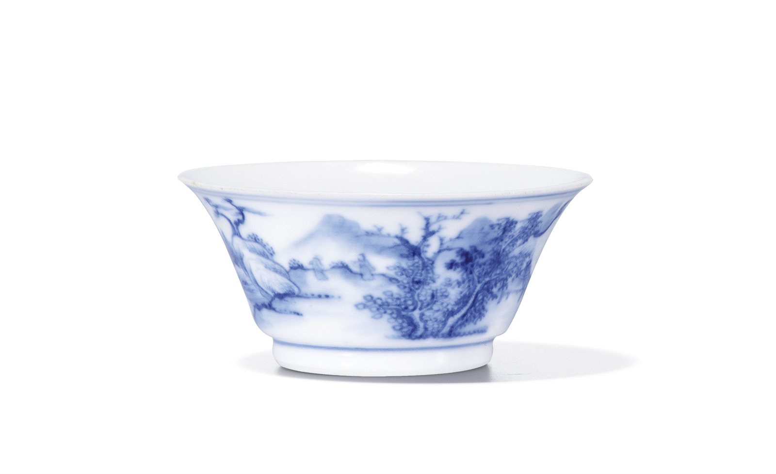 青花山水人物纹杯