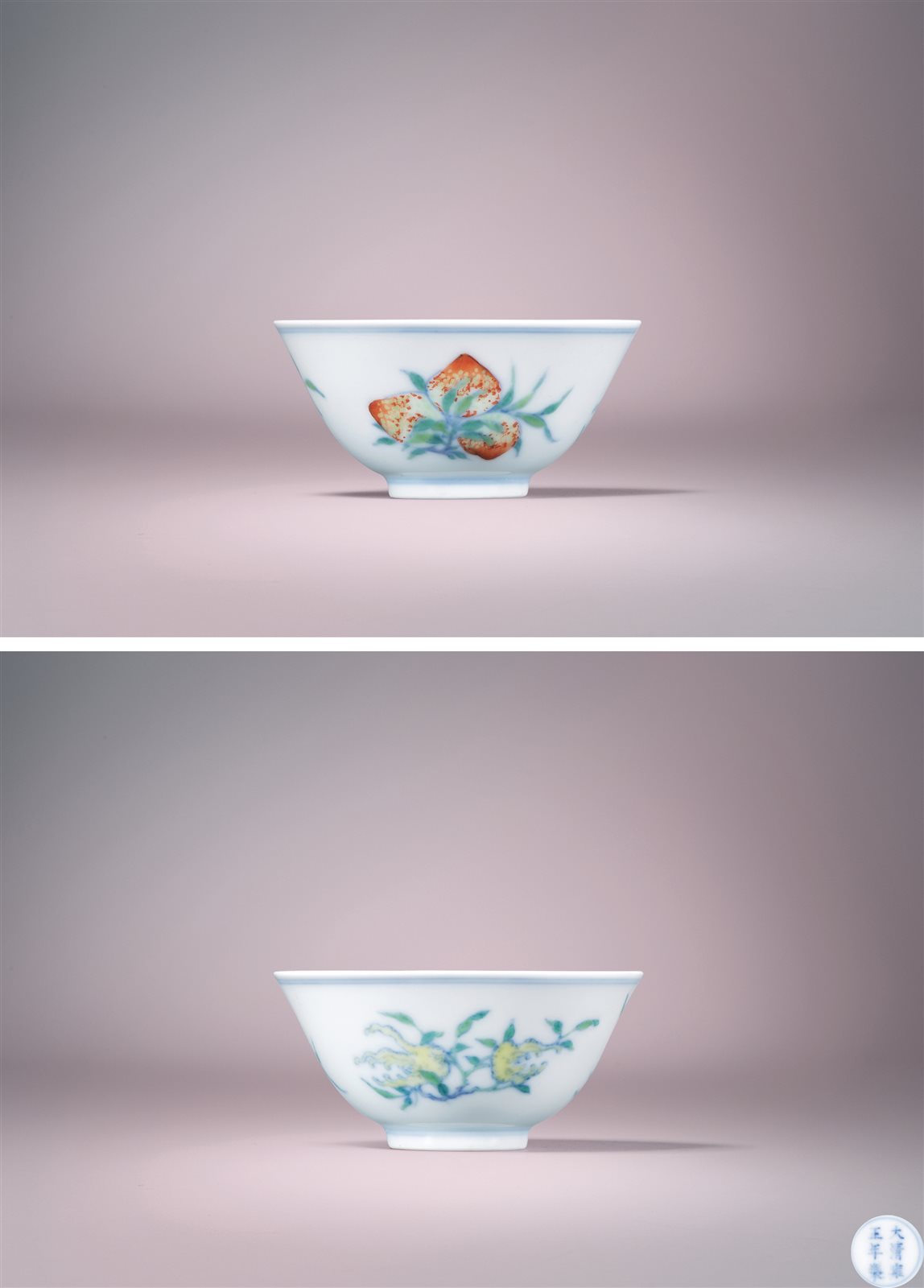 斗彩内蔷薇外折枝三多纹小杯（图录号：11）