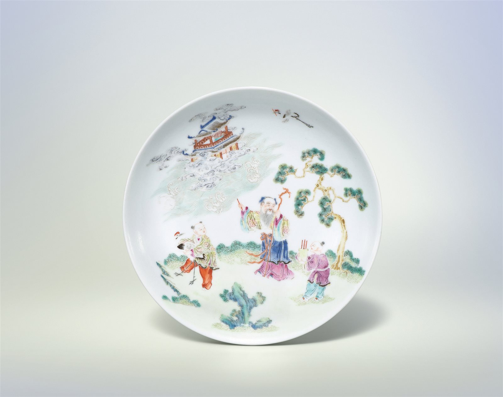 粉彩海屋添筹图盘（图录号：53）