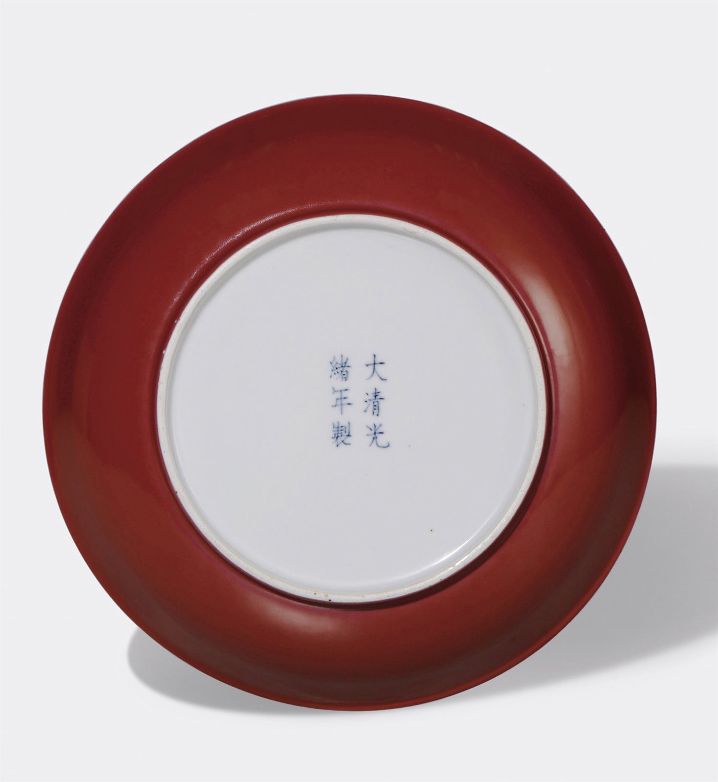 胭脂红釉盘