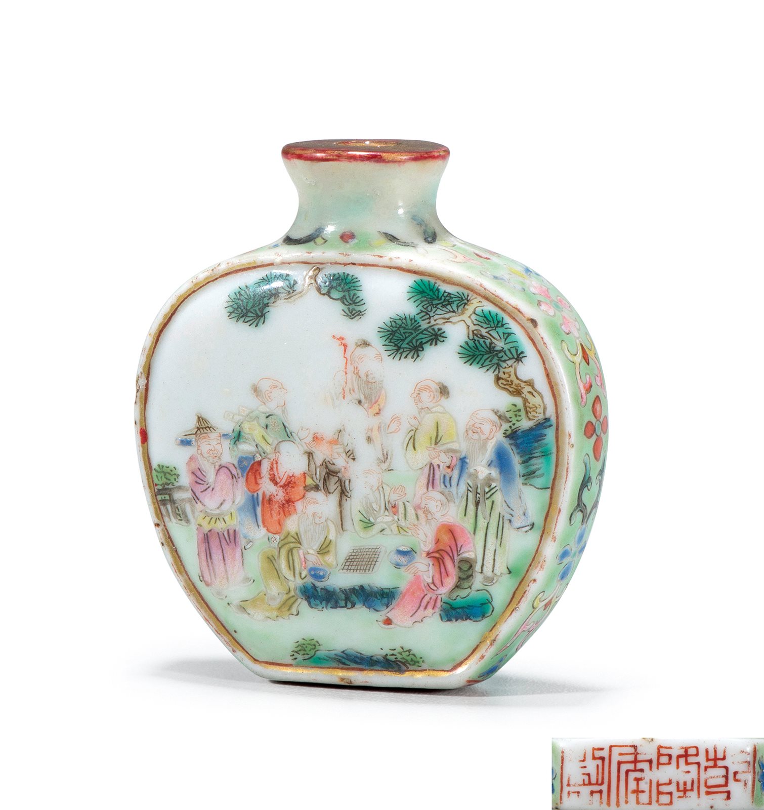 粉彩香山九老图鼻烟壶