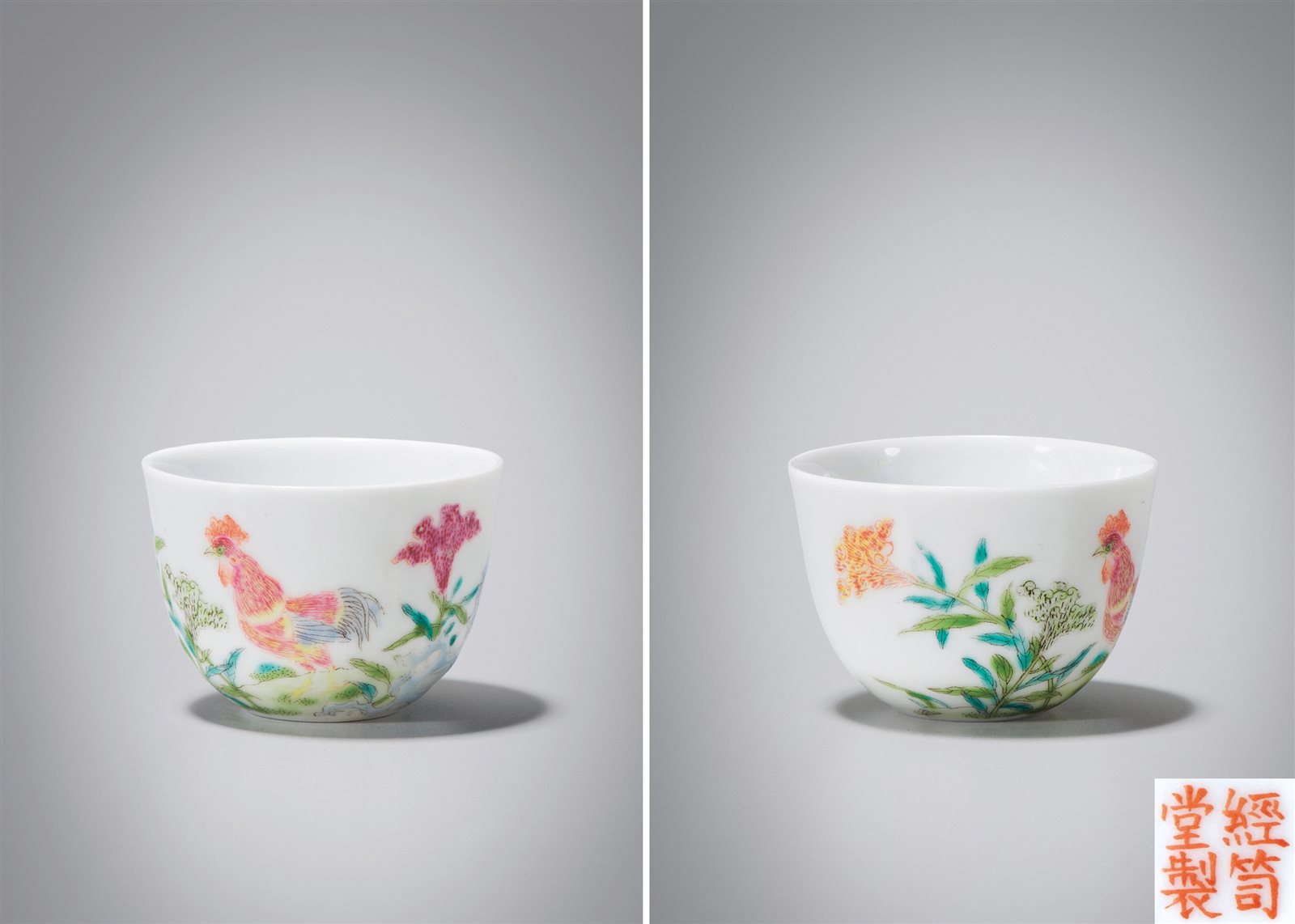 粉彩“官上加官”图小杯
