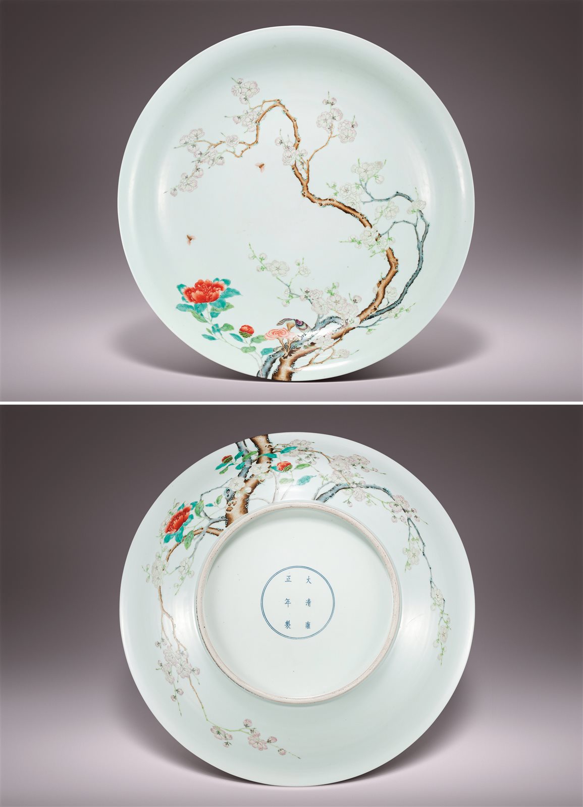 粉彩过枝梅花纹大盘