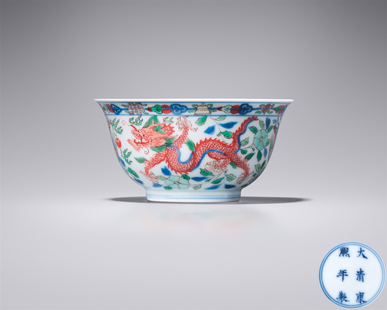 五彩龙凤纹茶圆